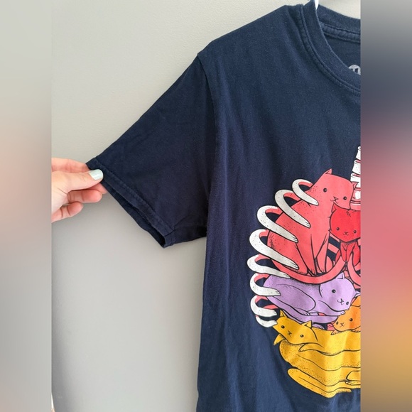 Black Matter Anatomicat Anatomy Cat Navy T Shirt SZ M Short Sleeve 100% Cotton - Picture 2 of 6